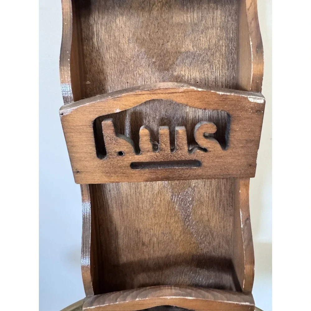 Vintage Country Kitschy 70s Decor Wall Hanging Organizer Wood VTG Retro Granny